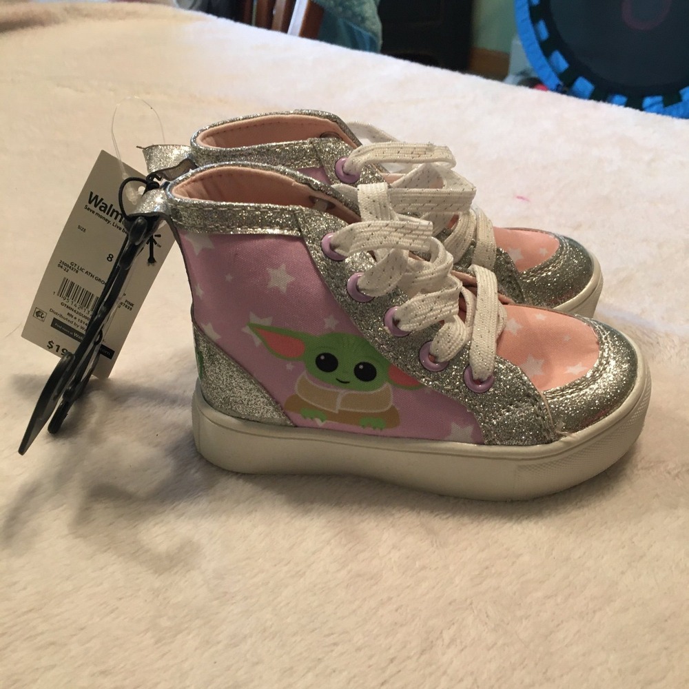 Star Wars Grogu High Top Sneakers Toddler 8 Pink NWT Baby Yoda Glitter Star